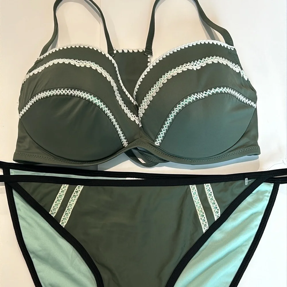 Xhilaration Green bikini swimsuit set size XL 36D new